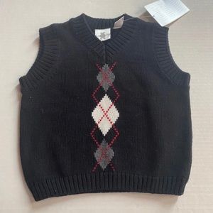 Koala Kids Baby Boy Black Sleeveless Sweater Vest  6-9 Months NWT